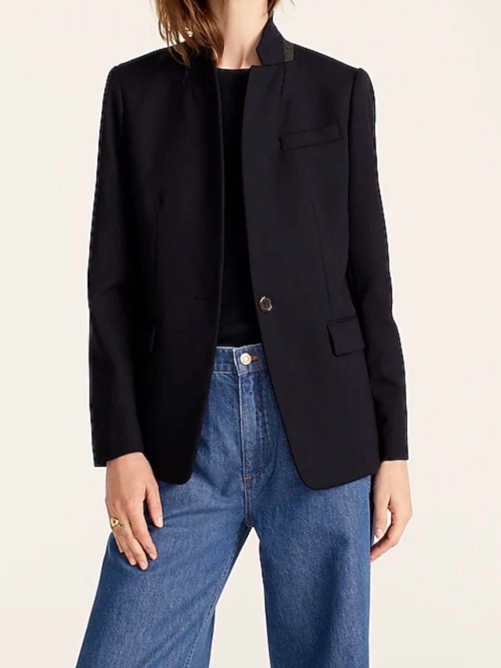 J.Crew Regent Blazer Single Breasted Wool Flannel Stretch Fitted Lined Navy 6